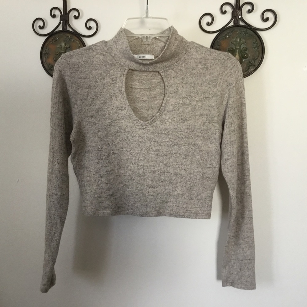 Acemi oatmeal cropped sweater NWOT